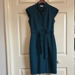 Calvin Klein Teal Button-Front Dress